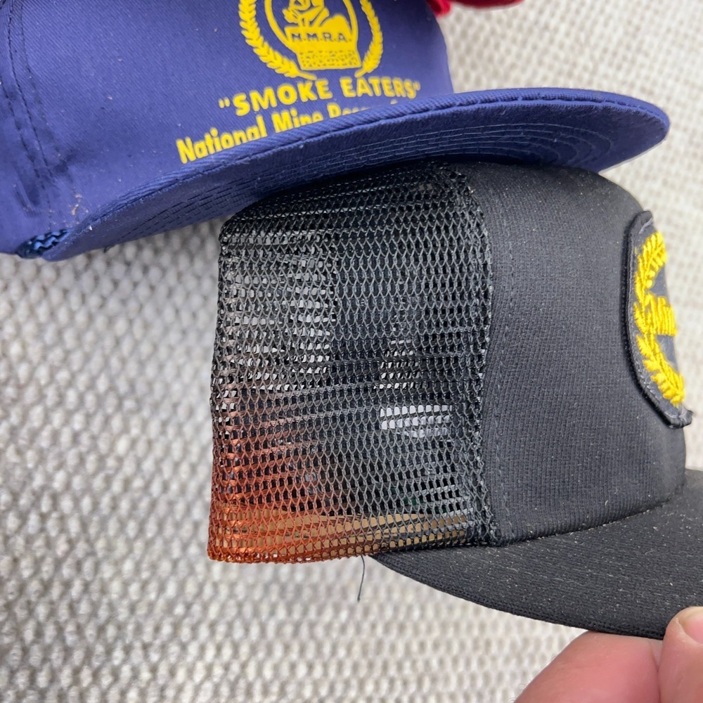 Vintage Trucker Hat Lot Snapback Cap 80s 90s USA Coal Mining Patch Logos Rope S5 - Picture 6 of 16